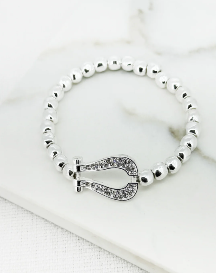 Envy Diamante Horseshoe Bracelet - Silver