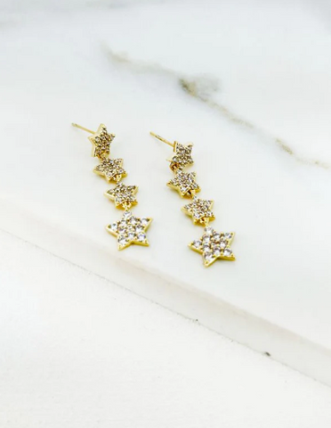 Envy Diamante Star Drop Earrings - Gold
