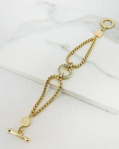 Envy Double Box Chain Circle Bracelet - Gold