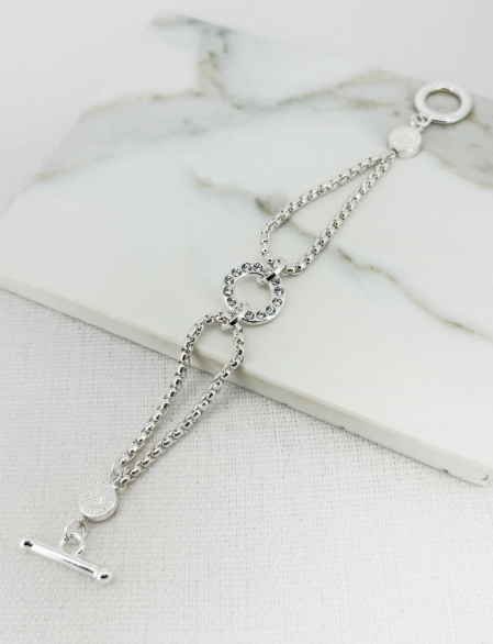 Envy Double Box Chain Circle Bracelet - Silver