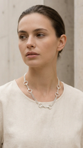 Envy Double Chain Short Horsebit Necklace - Silver