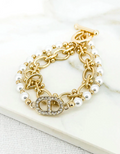 Envy Pearl and Fancy Link Double Bracelet - Gold
