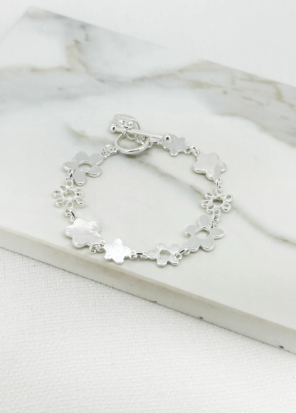 Envy Daisy T-Bar Cut Out Bracelet - Silver