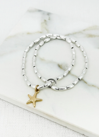 Envy Beaded Star Bracelet - Silver