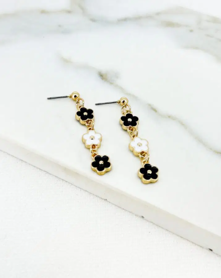 Envy Daisy Flower Drop Earrings - Gold
