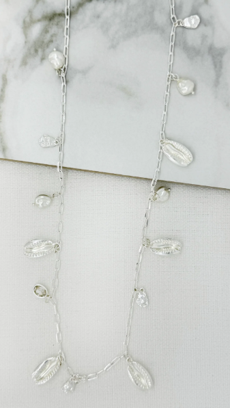 Envy Long Shell and Pearl Charm Necklace