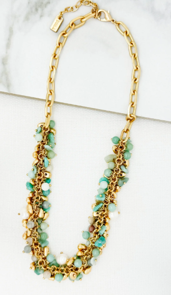 Envy Multi-Bead Short Cluster Necklace - Turquoise