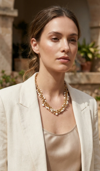 Envy Multi-Bead Short Cluster Necklace - Gold
