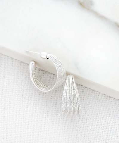 Envy Multi-Strand Ridged Hoop Earrings - Silver