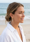 Envy Starfish and Shell Drop Charm Earrings - Gold