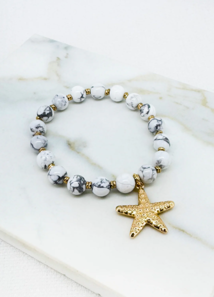 Envy Starfish Charm Beaded Bracelet - Gold