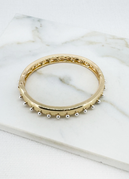 Envy Urchin Stud Hinged Gold and Silver Bangle