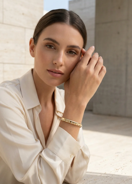 Envy Urchin Stud Hinged Gold and Silver Bangle