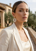 Envy Beaded Large Circle Boho Drop Stud Earrings - Gold