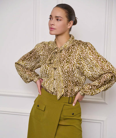 EsQualo Pattern Bow Blouse