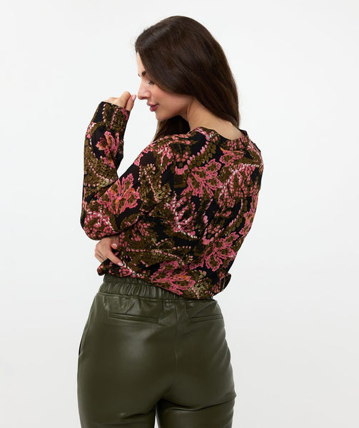 EsQualo Floral V Neck Blouse