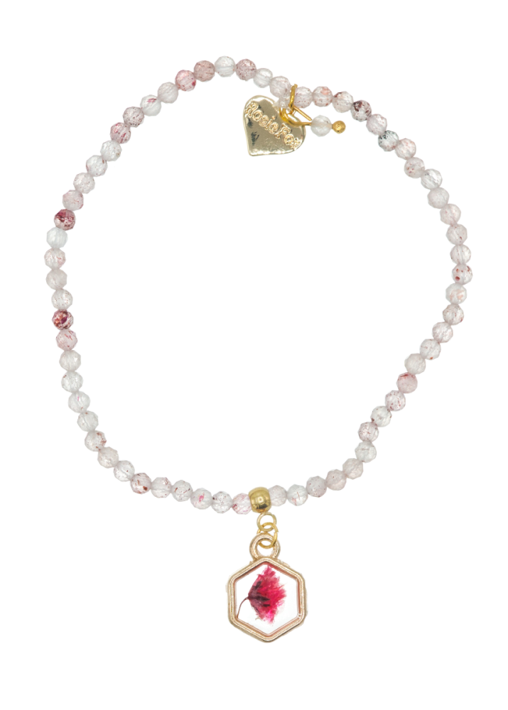 Rosie Fox Strawberry Quartz Flower Bracelet