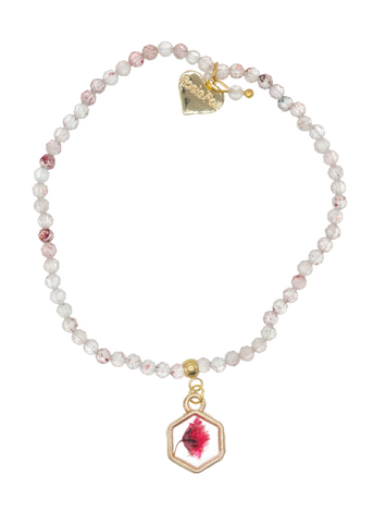 Rosie Fox Strawberry Quartz Flower Bracelet