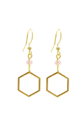 Rosie Fox Strawberry Quartz Hexagon Earrings