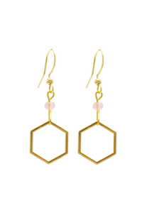 Rosie Fox Strawberry Quartz Hexagon Earrings