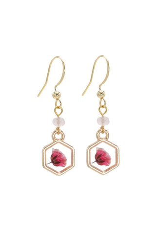 Rosie Fox Strawberry Quartz Flower Earrings