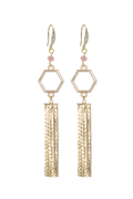 Rosie Fox Strawberry Quartz Flower Tassel Earrings