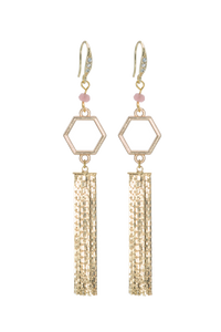 Rosie Fox Strawberry Quartz Flower Tassel Earrings