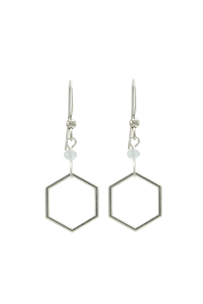 Rosie Fox Aquamarine Hexagon Earrings