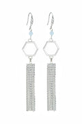 Rosie Fox Aquamarine Flower Tassel Earrings