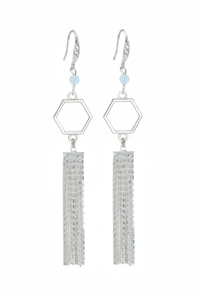 Rosie Fox Aquamarine Flower Tassel Earrings