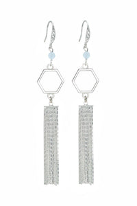 Rosie Fox Aquamarine Flower Tassel Earrings