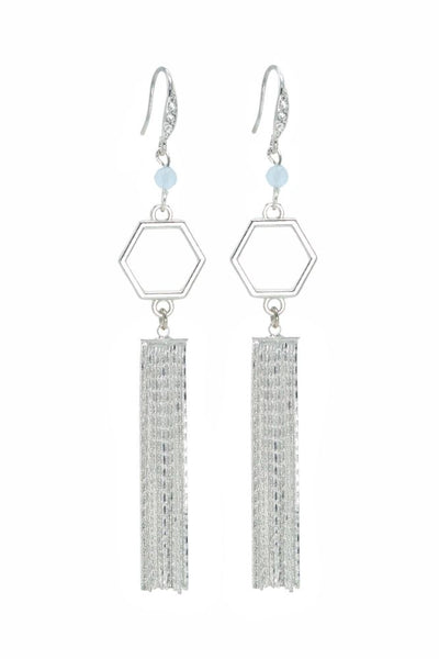 Rosie Fox Aquamarine Flower Tassel Earrings