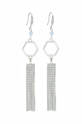 Rosie Fox Aquamarine Flower Tassel Earrings