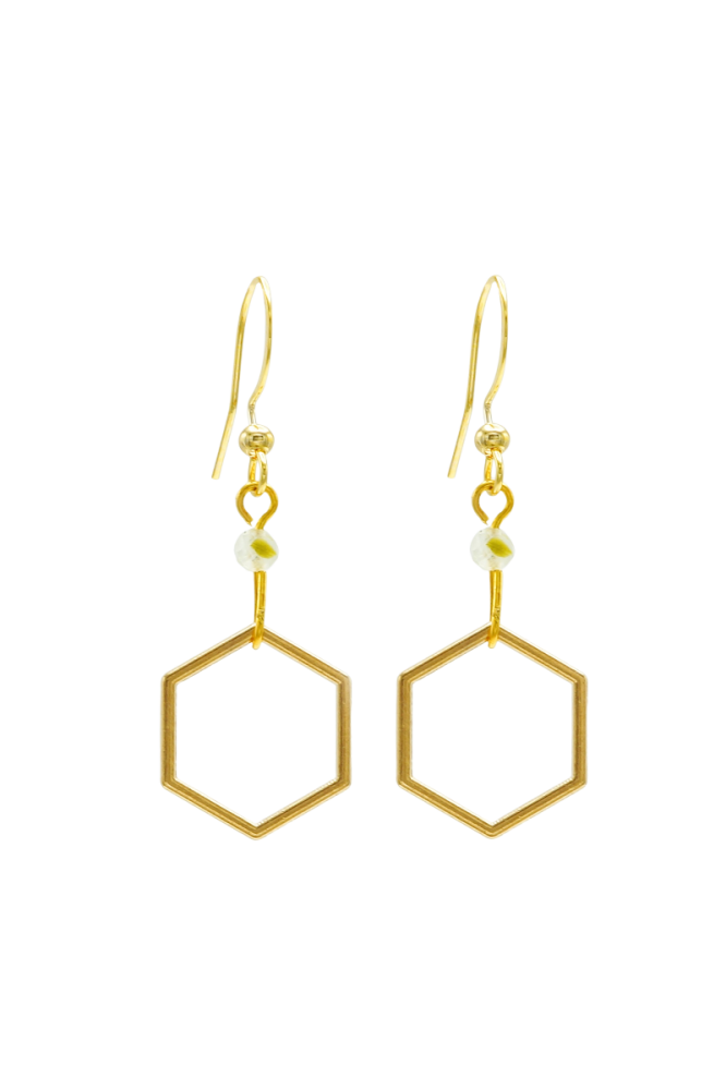 Rosie Fox Prehnite Hexagon Earrings