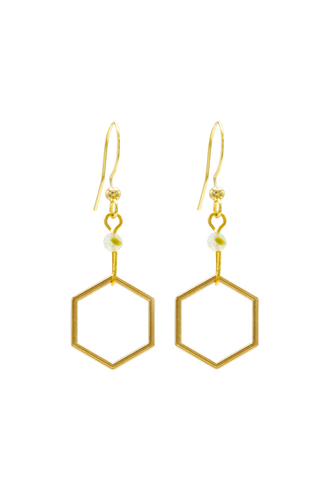 Rosie Fox Prehnite Hexagon Earrings