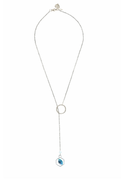 Rosie Fox Aquamarine Flower Lariat Necklace