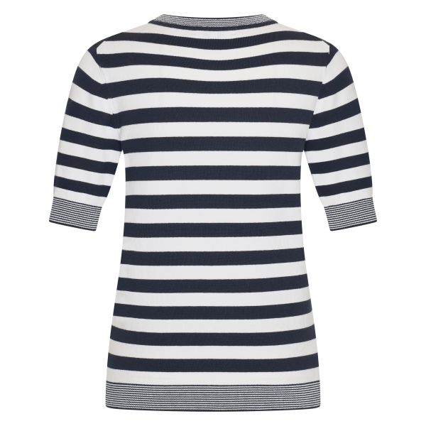 HV Society Bobby Stripe Short Sleeve Knitted Top - Navy