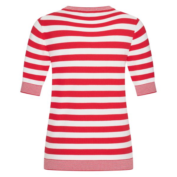 HV Society Bobby Stripe Short Sleeve Knitted Top - Red