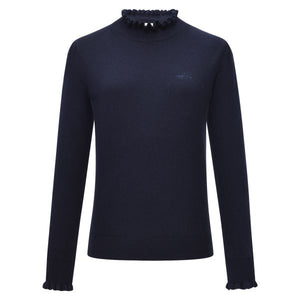 HV Society Lanza Frill Neck Knit Jumper - Navy