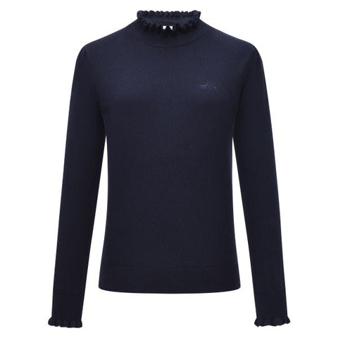 HV Society Lanza Frill Neck Knit Jumper - Navy