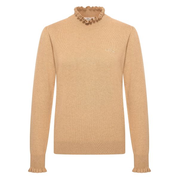 HV Society Lanza Frill Neck Knit Jumper - Sand
