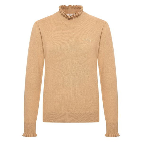 HV Society Lanza Frill Neck Knit Jumper - Sand