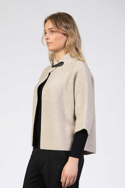 Jessica Graaf Buckle Neck Cape Open Cardigan
