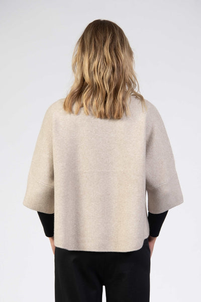 Jessica Graaf Buckle Neck Cape Open Cardigan