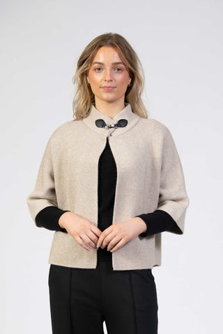Jessica Graaf Buckle Neck Cape Open Cardigan