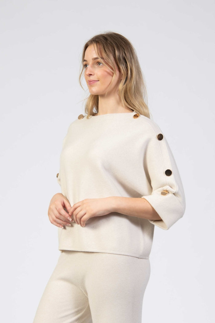 Jessica Graaf Batwing Button Sleeve Knit Jumper