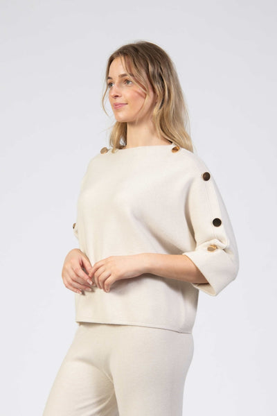 Jessica Graaf Batwing Button Sleeve Knit Jumper