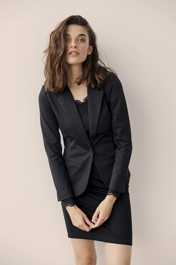 Fransa Black Single Breasted Blazer