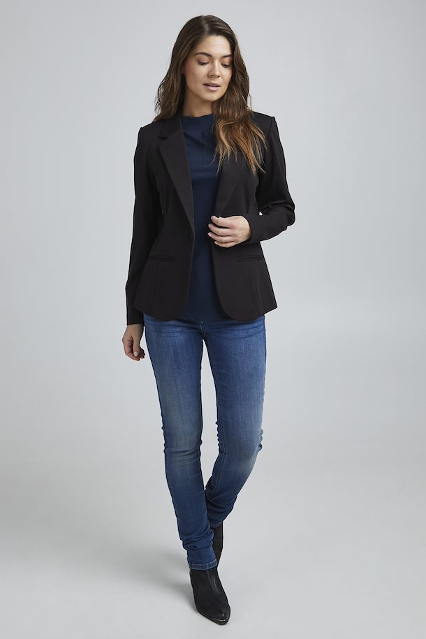 Fransa Black Single Breasted Blazer