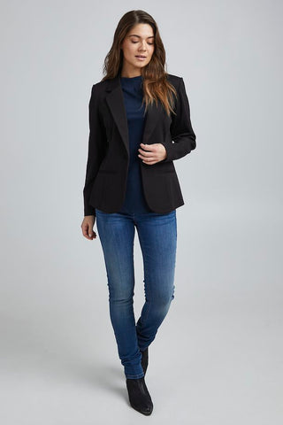 Fransa Black Single Breasted Blazer